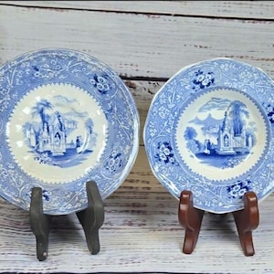 Antique W. Adams & sons Columbia Blue Transferware bowl 1800s Staffordshire England Blue and white Blue willow fans Birthday gift Vintgae