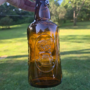 Antique Amber bottle d&#39;Alsace Fischer Bottle Ceramic Swing Top Lid Vintage Beer bar decor