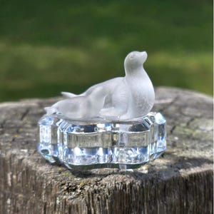 Vintage Swarovski Crystal Seal with Pup on Ice Ebeling & Reuss Figurine  69101