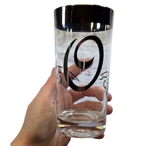 Dorothy Thorpe Highball Tumblers - Silver Band Monogram &quot;O&quot; - Mid-Century Barware Set