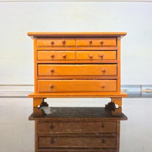 Vintage Dollhouse Dresser Miniature Wooden Chest of drawers Doll Furniture