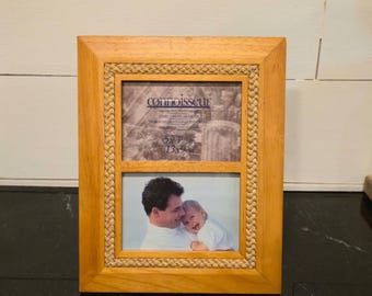 Vintage Photo Frame Wood Rope Trim Coastal Decor NOS Picture Frame nautical