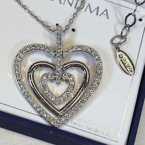 Swarovski Crystal Heart Pendant necklace by Zaxie NWT Sparkle Gift for her Vintage
