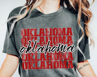 Comfort kleuren Oklahoma Vintage Shirt, Oklahoma voetbalshirt, Oklahoma Tshirt, Oklahoma Game Day, Oklahoma Pride, Preppy Oklahoma Shirt