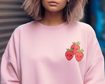 Sweat-shirt aux fraises, Boho Fraise Vêtements Chemise de jardin Vêtements esthétiques Cottagecore Vêtements Chemise botanique Fraise Crewneck