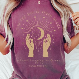 Camisa Dark Academia Indie Goth Poet Witchy Shirt, Camisa Literária Bookish, Camisa Edgar Allan Poe, Camisa Whimsigoth, Camisa Celestial Stars