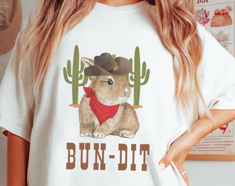 Western-Häschen-T-Stück, lustiges Cowboy-Häschen-Hemd, Häschen-Mutter-Cowgirl-T-Shirt, Komfort-Farben-Land-Western-Rodeo-T-Shirt niedliches Kaninchen-Liebhaber-Geschenk