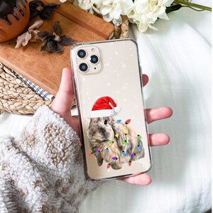Hoppy Holidays iPhone Case, iPhone 13 Case, Bunny Clear Case, Christmas Phone Case, Holiday Phone Case, iPhone 13 12 11, iPhone 12 Pro Case
