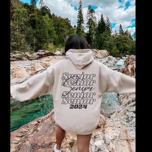 Senior 2024 Hoodie Sweatshirt Oversized Senior Hoodie Class of 2024 Sweatshirt Words on Back Aesthetic Sweatshirt Graduation 2024 Sweatshirt
