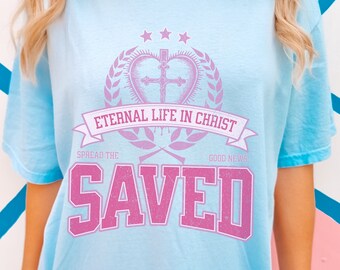 Preppy Christian Shirt, Worship Shirt, Faith Based Shirt, Christian Streetwear, Saved By Grace Shirt,Jesus Clothes,Collegiate Comfort Colors