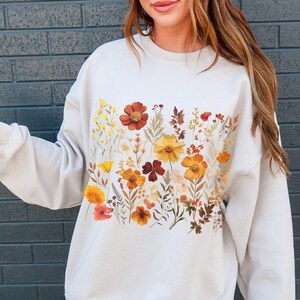 Cottagecore Herbst Sweatshirt Vintage Gepresste Blumen Pullover Herbst Floral Botanische Crewneck Thanksgiving Shirt Blumenliebhaber Pflanzendame Geschenk