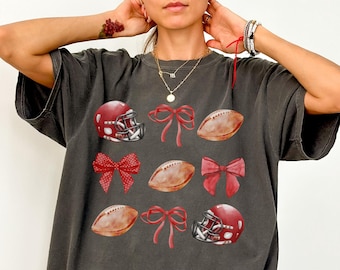 Coquette voetbalshirt, Game Day Tee, voetbal moedershirt, Spirit T-shirt, teamgeest, School Spirit Tee, preppy voetbalshirt Bow Oklahoma