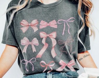 Ropa de coqueta, camisa con lazo coqueta, camiseta con lazo rosa, camisa de coqueta cereza con lazo, camiseta Downtown Girl, camiseta para bebé Y2K