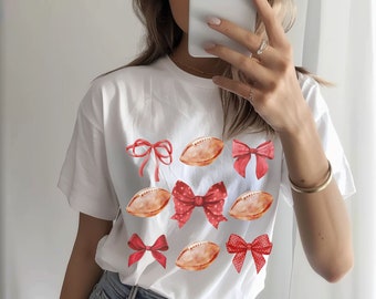 Camiseta de Georgia Coquette, camiseta de fanático de Georgia, camiseta de día de juego de Georgia Pride, camiseta de fútbol de moda, camiseta de cuello redondo con lazos de Georgia Preppy, colores cómodos