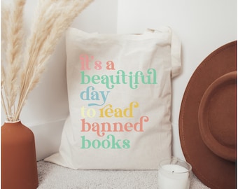 Read Banned Books Tote Bag, Book Lover Gift, Book Club Gifts, Book Tote Bag, English Teacher Gifts, Bookish Gift, Library Bag, Reader Tote