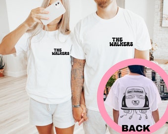 Retro Honeymoon Just Married Shirts, Custom Couples Shirts, Comfort Colors Shirt for New Bride Just Married Car Trendy Bride Groom Tshirt