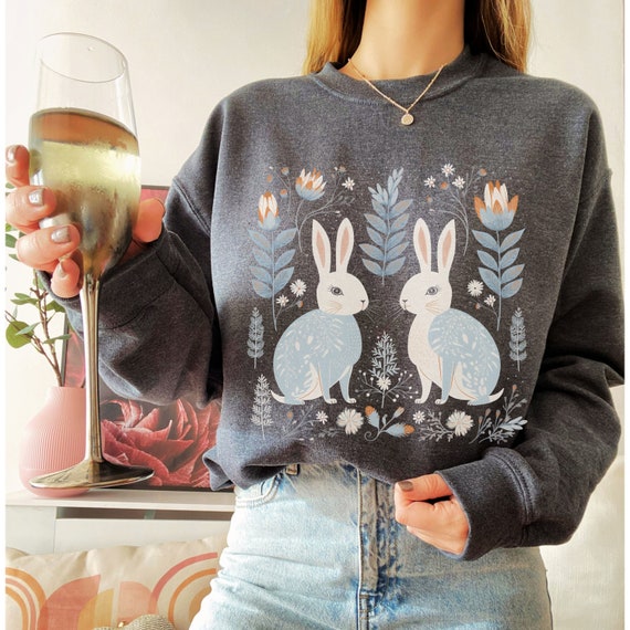 Winter Bunnies Sweatshirt, Cottagecore Bunny Sweatshirt, Cute Rabbit Sweater,  Whimsical Woodland Animals Bunny Crewneck, Bunny Sweatshirt - Etsy