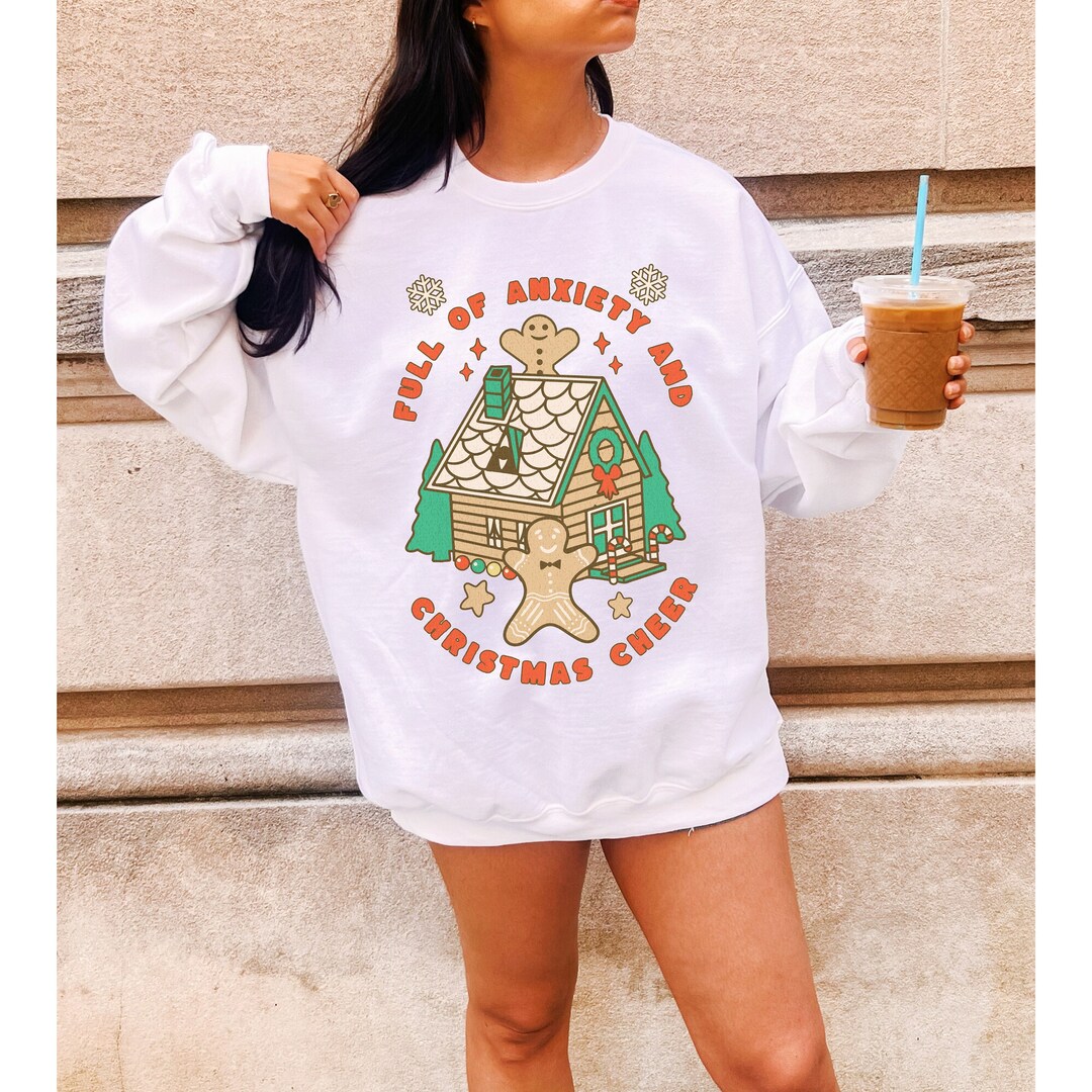 Retro Anxiety and Christmas Cheer Sweatshirt, Self Care Christmas ...