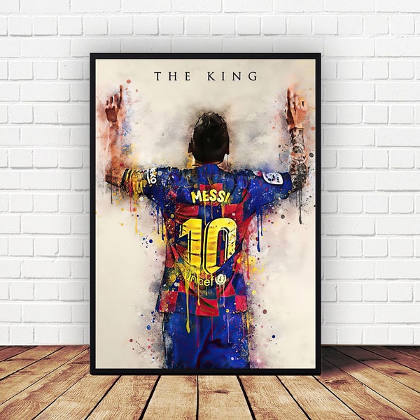 Affiche de football Lionel Messi, toile d'art mural, décoration d'intérieur (sans cadre)