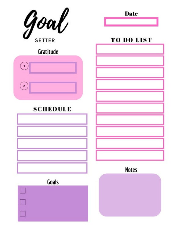 Editable and Printable goal Setter Daily Planner Etsy