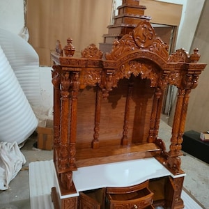 Wooden Temple For Wooden Mandir Handmade Wooden Temple, Wooden Mandir, Home Altar, Pooja Room Decor, Spiritual Gift, Indian Handmade Items,