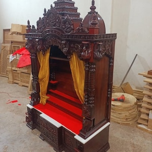 Wooden Temple For Wooden Mandir Handmade Wooden Temple, Wooden Mandir, Home Altar, Pooja Room Decor, Spiritual Gift, Indian Handmade Items,