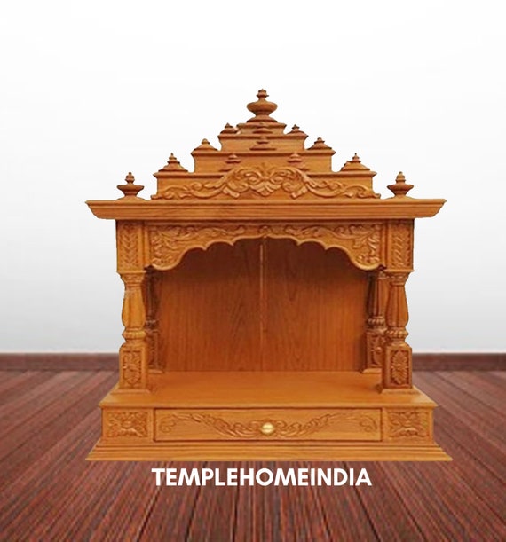 Wooden Plywood Mandir for Pooja Room Home Decoration Wall Hanging Temple  Size Height52 Length41 Width23 cm