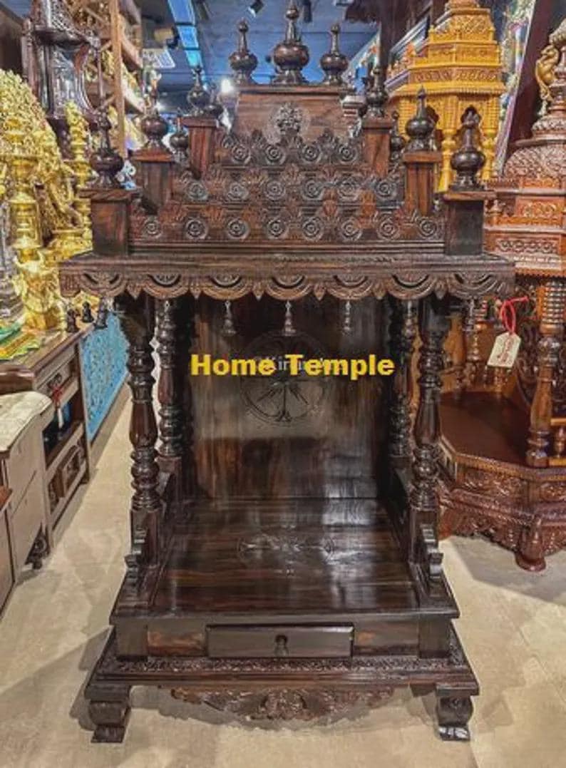 Handmade Wooden Temple, Wooden Mandir, Home Altar, Pooja Room Decor, Spiritual Gift, Handmade Items, Indian Art