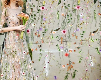 Spitzenstoff Floral bestickt Tüllstoff Kleid Brautschleier Floral Gaze Stoff Meterware