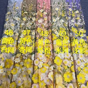 3D Flower Lace Fabric Colorful Tulle Lace with 3D Flowers For Girl Dress Tutu Dress Wedding Dress Bridal Veil 1 yard zdjęcie 7