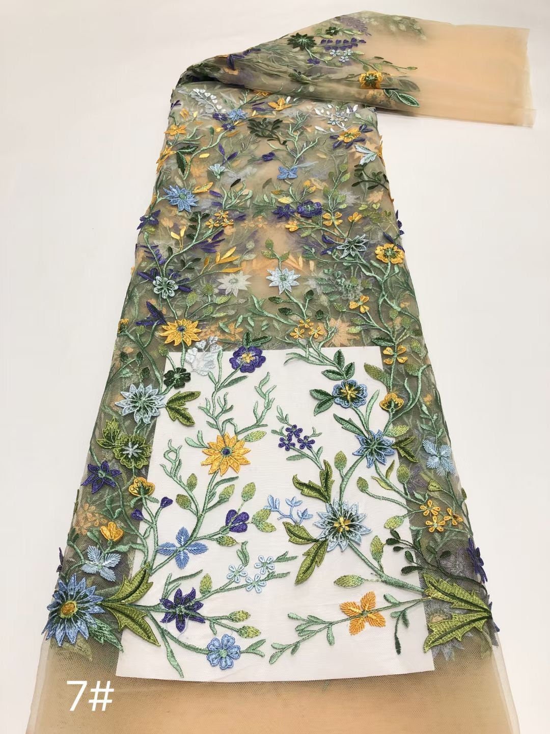 BENECREAT Blumen Tüll Stoff - 90cm Bestickter Spitzenstoff Schwarz