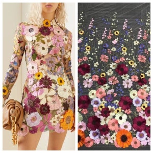 Luxury 3D Floral Multicolor Embroidery Flower Haute Couture 3D