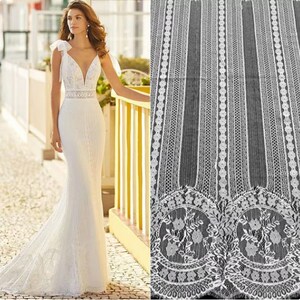 3 Meters Boho Bohemian White Ivory Chantilly French Lace Fabric  