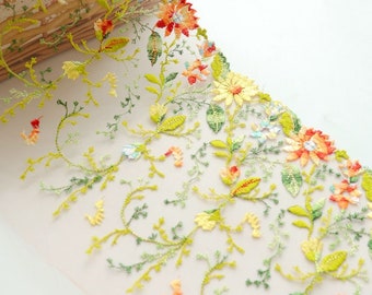 Trim Colorful Flower Embroidery soft Tulle Wedding Lace Bridal Lace for DIY Sewing Wedding Bridal Children Dress Decor Craft,