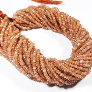 sunstone faceted beads,sunstone gemstone beads,faceted rondelle gemstone beads,rondelle beads shape,3.5 mm size,sunstone beads,12.5 inch