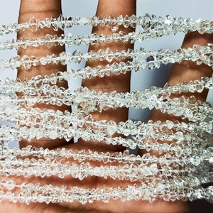 natural,Clear white herkimer diamond quartz nugest,3x5 to 4x7mm center Drilled Beads-Herkimer Rough Stone,Roundelles beadsy,16 inches strand