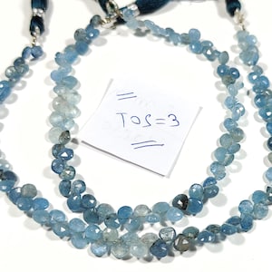 Natural Moss Aqua Faceted Heart Beads: 5mm, 9 Inch Strand