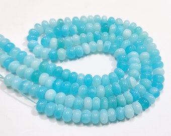 Peruvian Opal Cabochon Rondelle Beads: 9.5mm, 16 Inch Strand