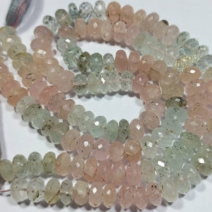 Perles rondelles à facettes en morganite - 9 mm, 14 pouces brin