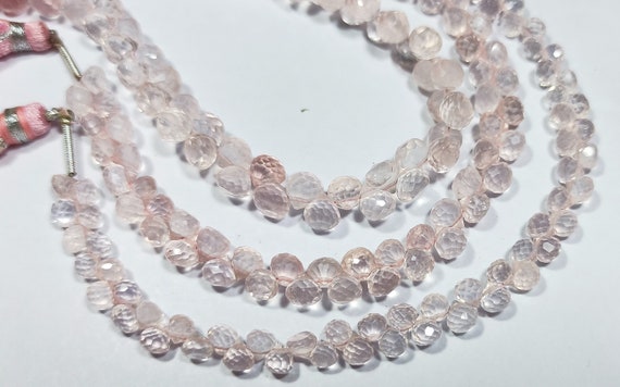 Natural rose quartz onion teardrop,onion beads shape,100% making jwellery for bead.4 to 6 mm size