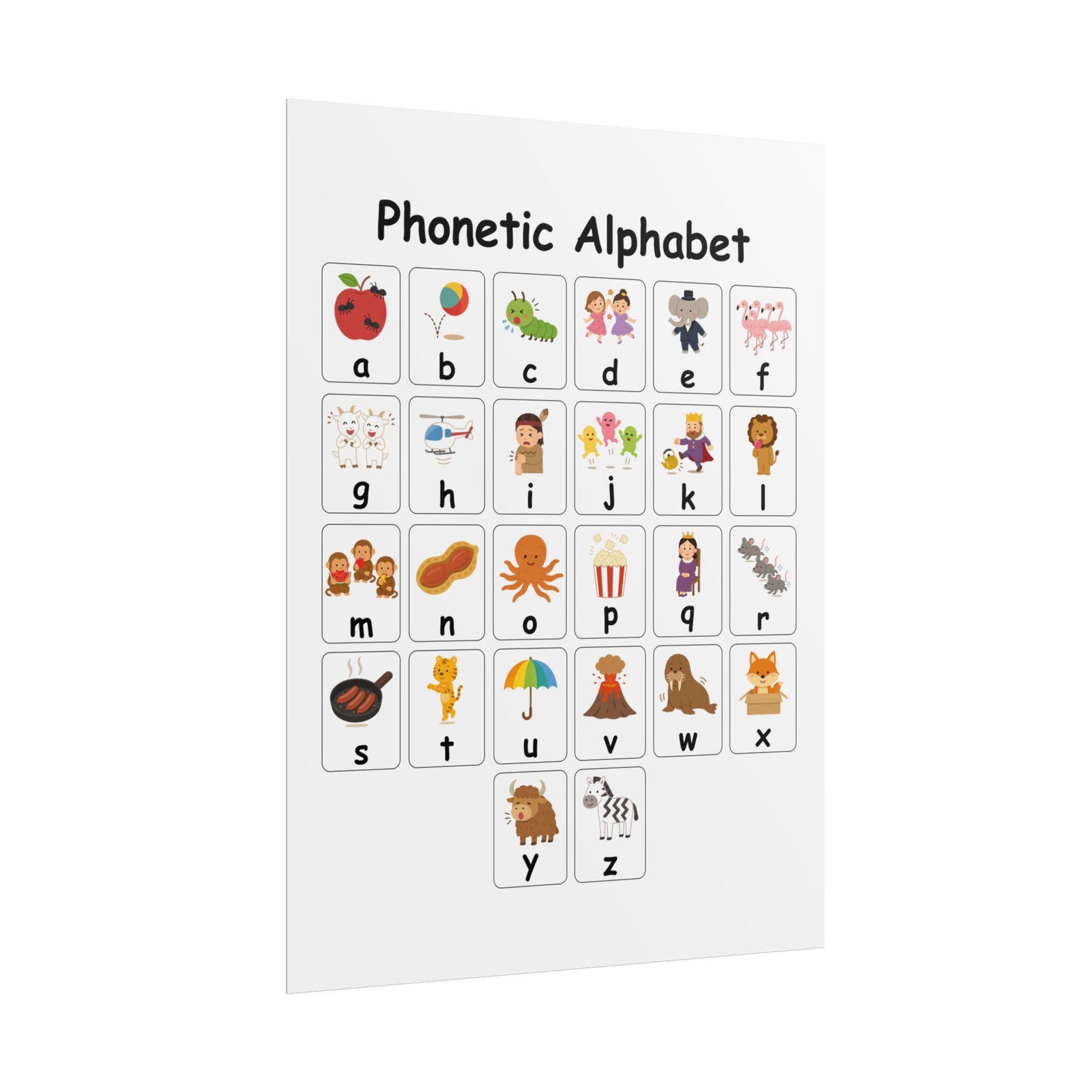 Rolled Poster, Phonetic Alphabet Chart, Ants on the Apple Song, A to Z ...