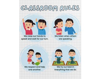 Printable Poster, Classroom Rules Poster, Preschool Elementary School Decor, Cute Simple Design, Wall Art Decoration, Educational Classroom