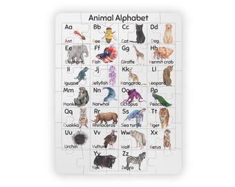 Casse-tête Alphabet animaux pour enfants, 30 pièces - Jouet éducatif, Cadeau d'anniversaire pour les 2-3 ans, Jeu de coordination œil-main, Développement du langage