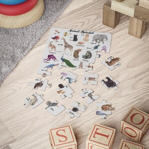 Casse-tête Alphabet animaux pour enfants, 30 pièces - Jouet éducatif, Cadeau d'anniversaire pour les 2-3 ans, Jeu de coordination œil-main, Développement du langage image 2