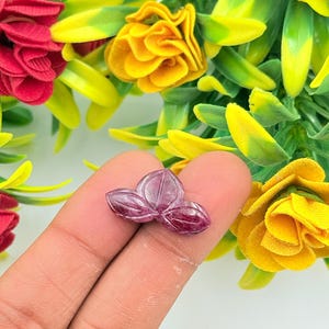 Natural Ruby Leaf Carved Gemstone, Pink Ruby Carving Cabochon, Handmade Loose Ruby Stone for Ring Pendant, Jewelry Making Supplies