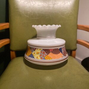 1970s Quoizel Abigail Adams Patchwork Hurricane Vintage Lamp Shade