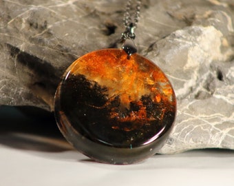 Black, Orange, round, Pendant, necklace, halloween