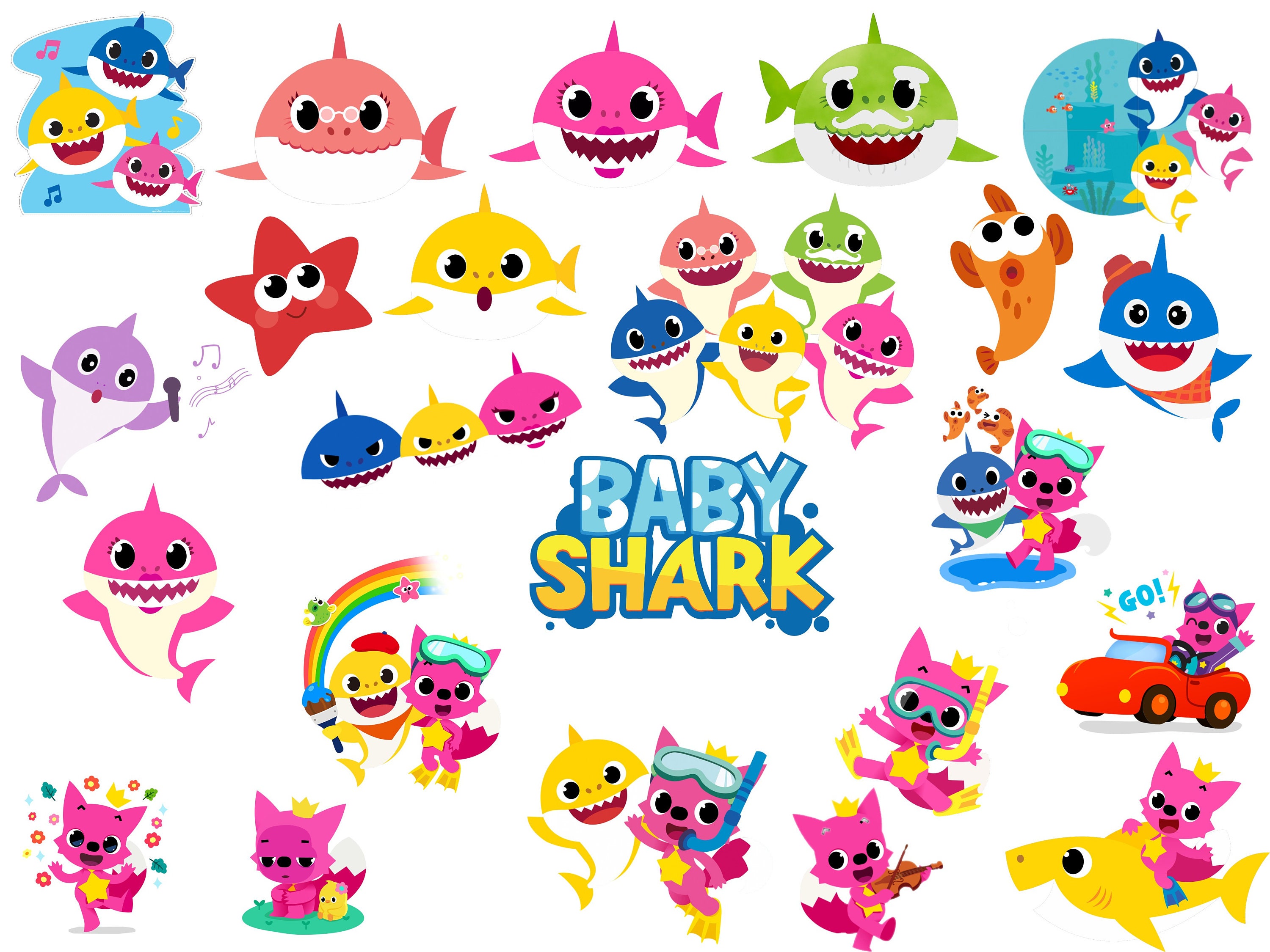23 Pieces Baby Shark Png - Etsy