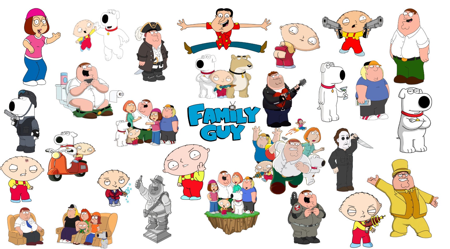 Family Guy Instant Download, Cartoon SVG Outline, Cartoon PNG, Cartoon Cricut Files Instant