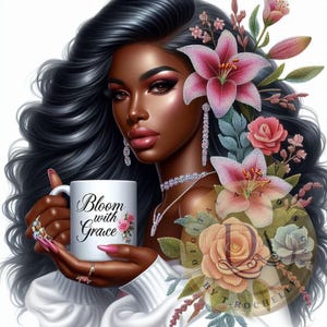 Bloom With Grace || Coffee is Life || Digital Download || Printable || Print On Demand || But First Coffee || PNG || Coffee